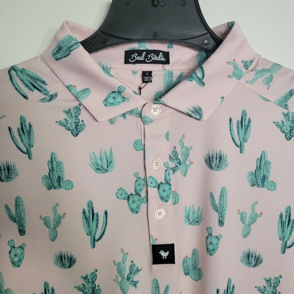 NEW Bad Birdie Core Polo Golf Shirt Mens Size Large/XL Thorn In Your Side Cactus - Picture 5 of 11